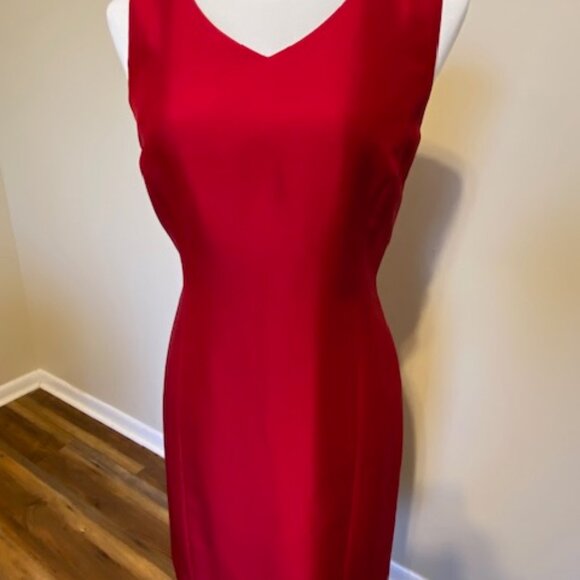Ann Taylor Red Silk Dress, Sleeveless, Size 4 - Picture 4 of 5